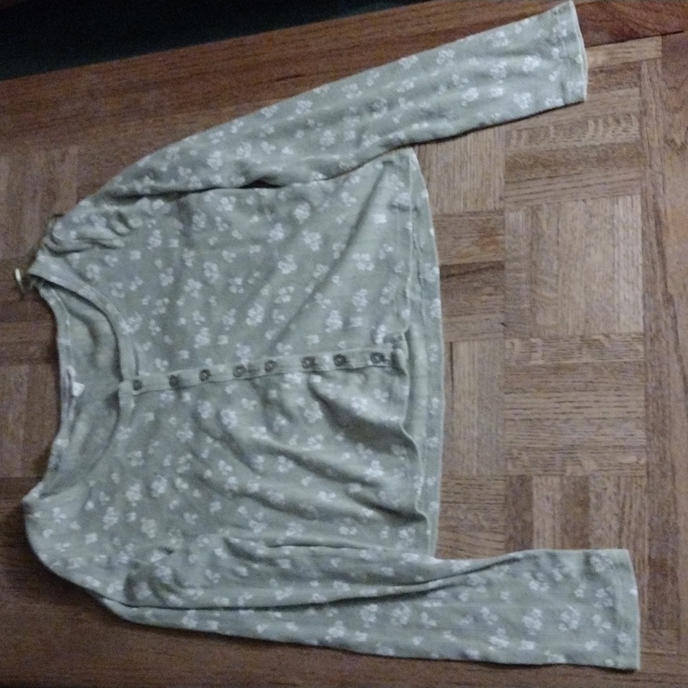 Green with white flowers shirt